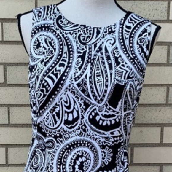 AB Studio Black White Paisley Design Fit & Flare Dress - Picture 5 of 11